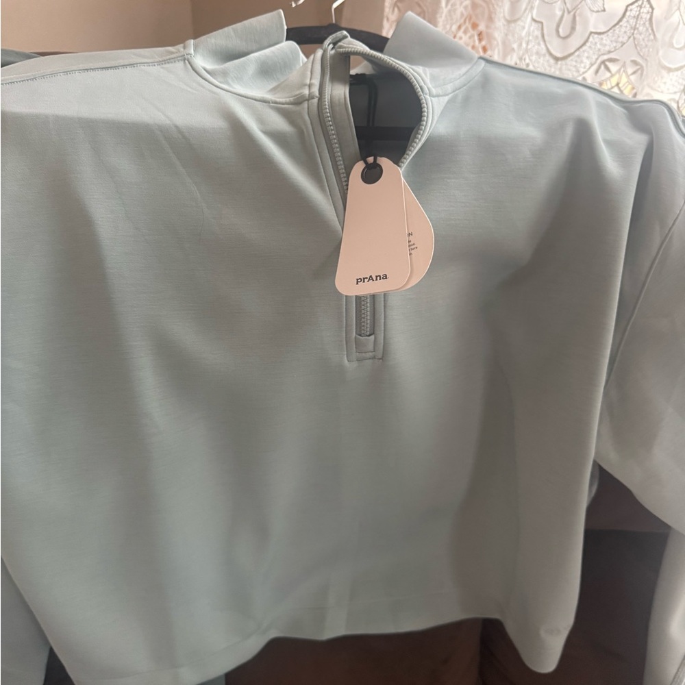 PrAna Shea Soft Half Zip Mint Green Quarter-Zip Sweatshirts.